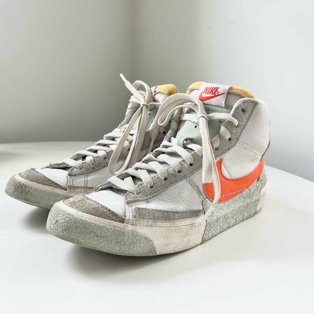 Nike Blazer Mid Pro Club Men’s Sneakers 7.5 White and Safety Orange Gray Hightop